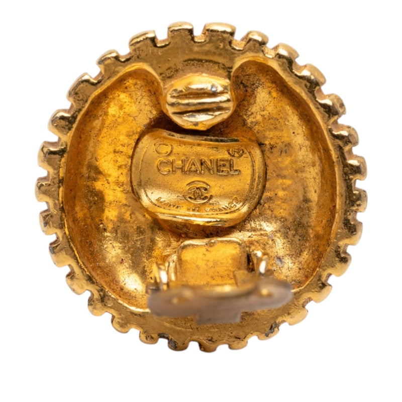 CC Gold Plated Sunburst Round Clip On Earrings - Image 3