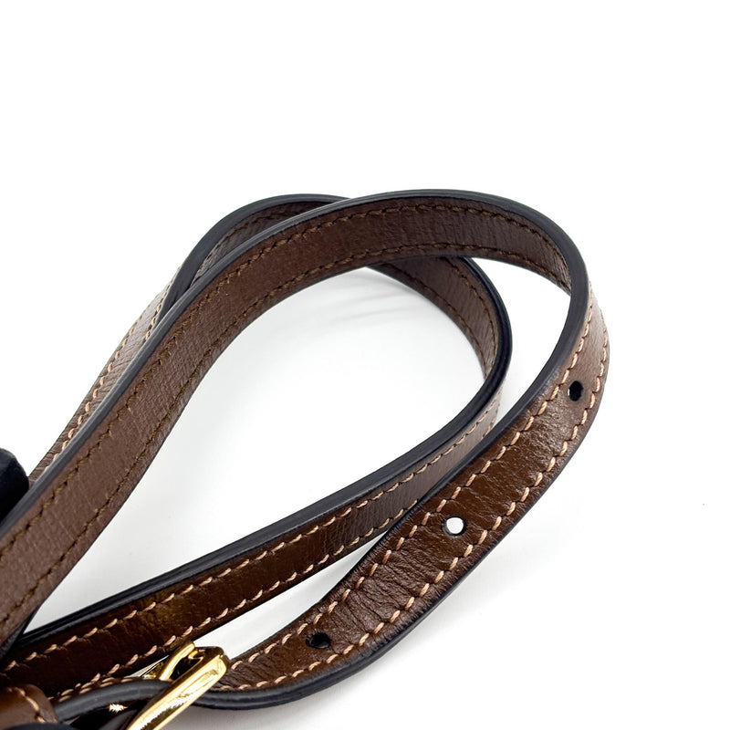 Gucci Horsebit 1955 Flap Gg Coated Canvas Brown Bag