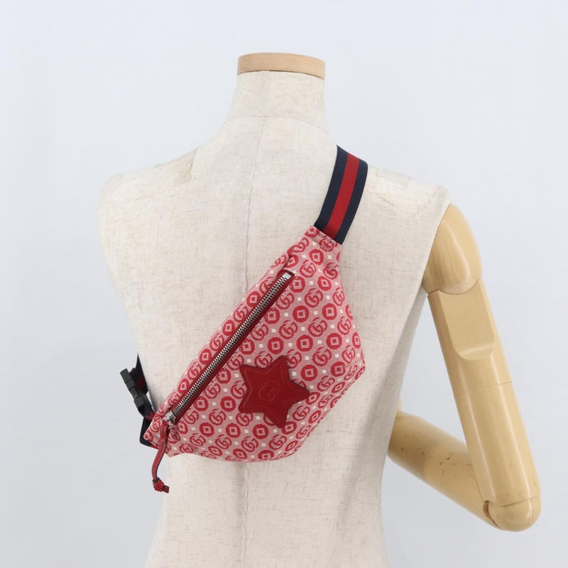 Gucci Childrens Belt Printed Coated Canvas Red Bag