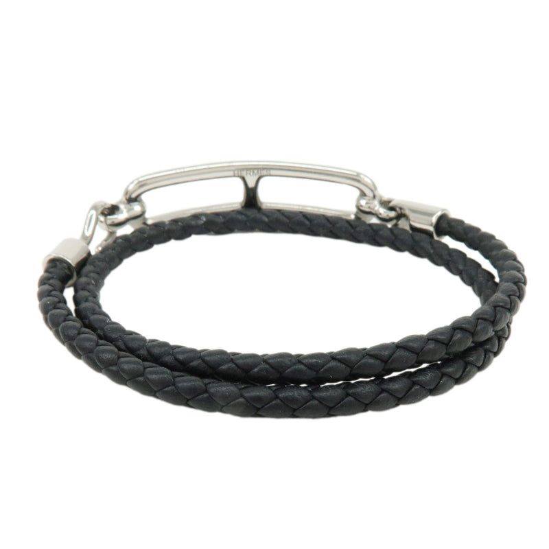 Hermes Roulis Double Tour Braided Leather Black Bijoux
