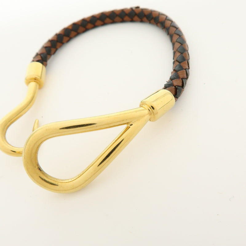 Hermes Jumbo Hook Braided Leather And Metal Brown Bijoux