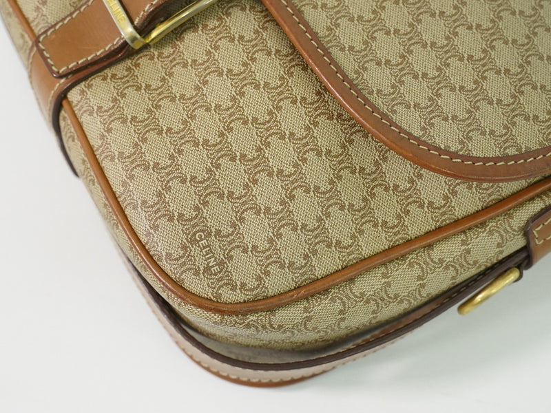 Celine Vintage Macadam Canvas And Leather Beige Bag