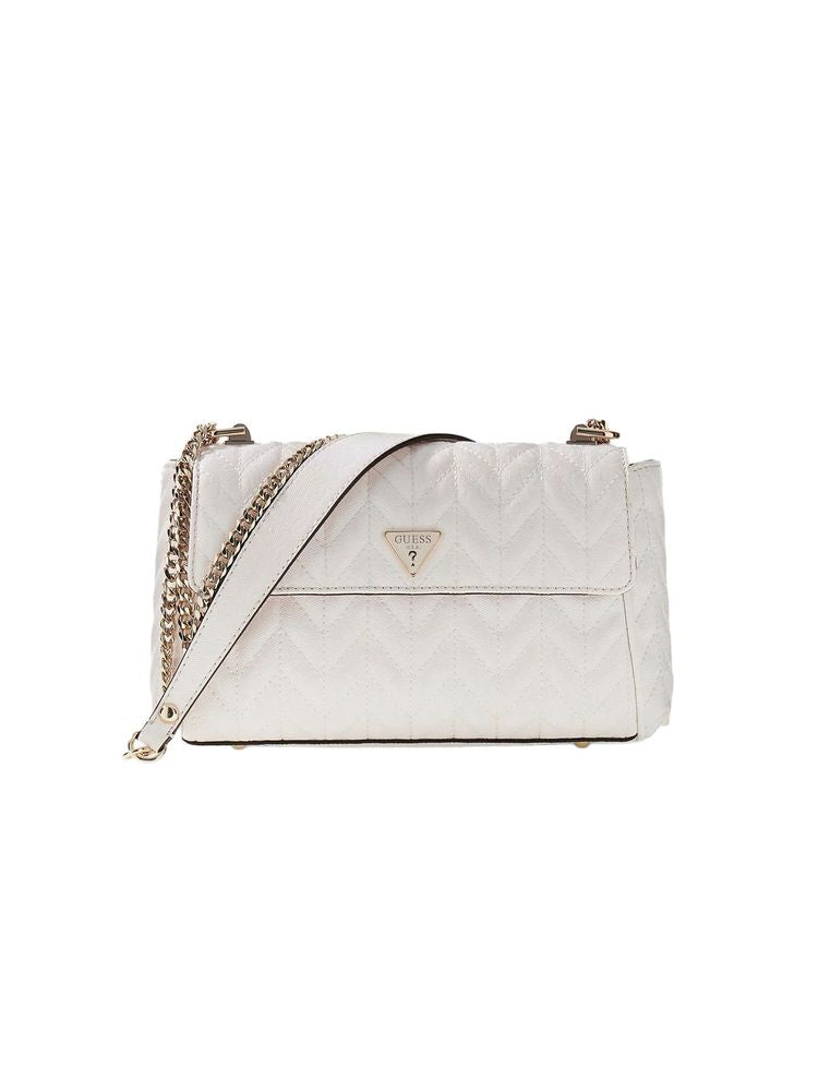 Guess Stacey Crossbody Bag — White Polyurethane