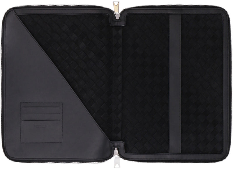Bottega Veneta Intrecciato Hydrology Clutch — Black Calf
