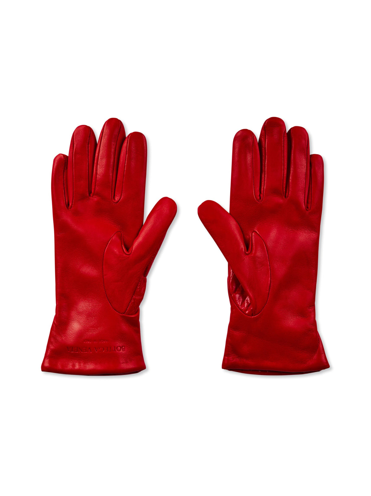 Bottega Veneta Croc Embossed Logo Leather Gloves — Red