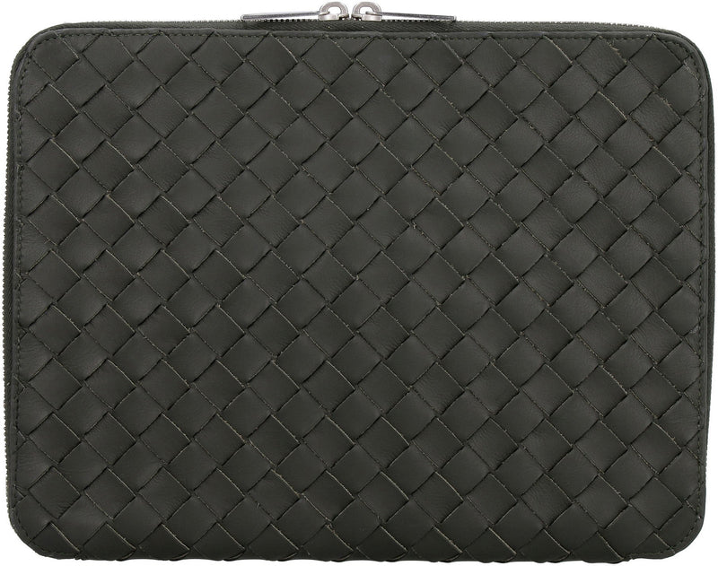 Bottega Veneta Intrecciato Hydrology Card Case — Green Calf Cases