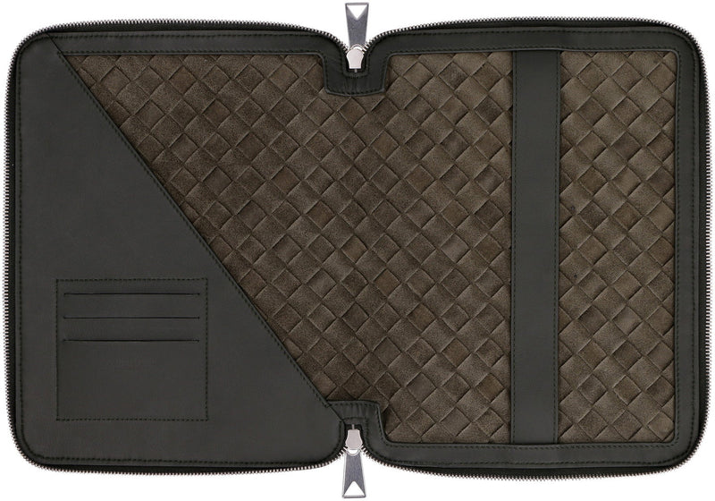 Bottega Veneta Intrecciato Hydrology Card Case — Green Calf Cases
