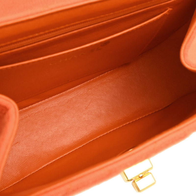 Chanel Shopping Quilted Knit Pluto Glitter Orange Cloth Bag