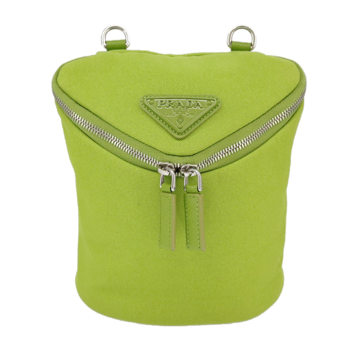 Prada Zipped Triangle Canvas Green Bag