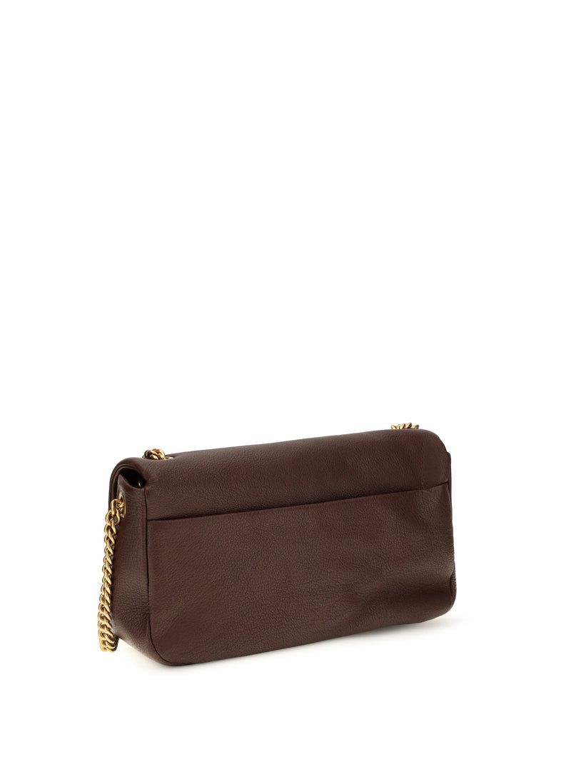 Pinko Love Birds Shoulder Bag — Brown Calf Leather