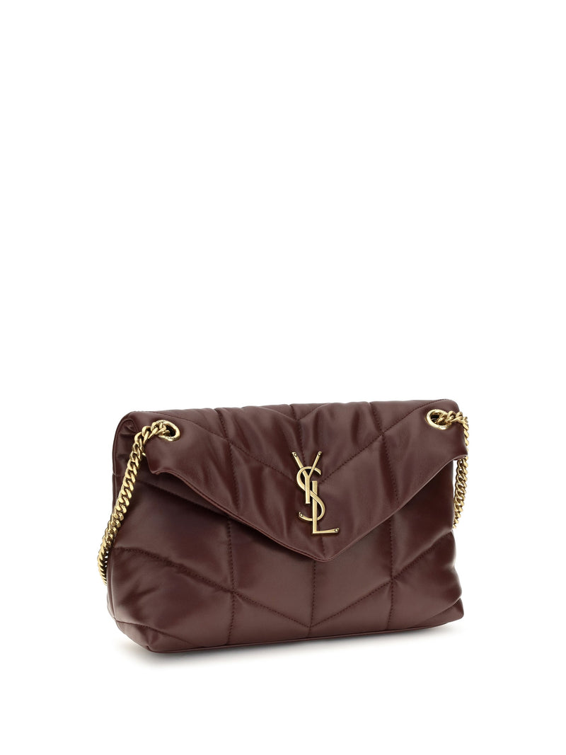 Saint Laurent Puffer Toy Shoulder Bag — Brown Lamb