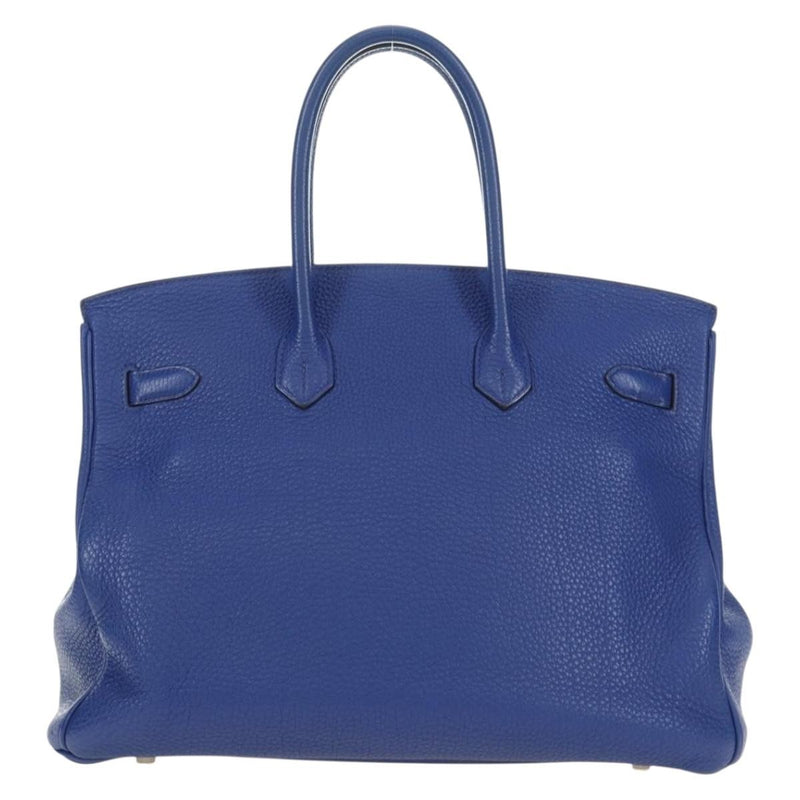 Hermes Birkin Blue Clemence With Palladium Hardware Leather Bag