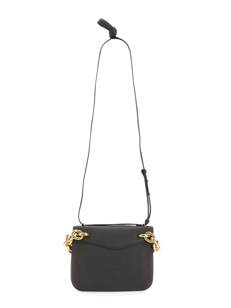 Bottega Veneta Suede Envelope Shoulder Bag — Black Leather