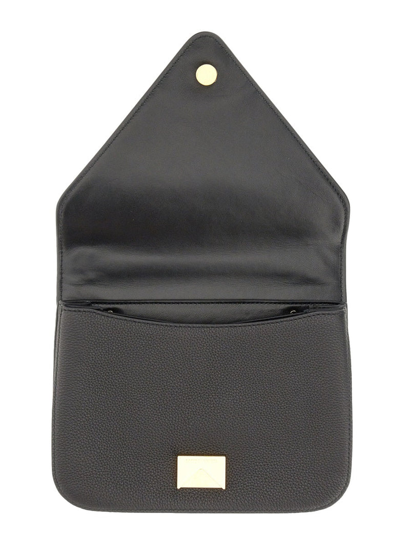 Bottega Veneta Suede Envelope Shoulder Bag — Black Leather