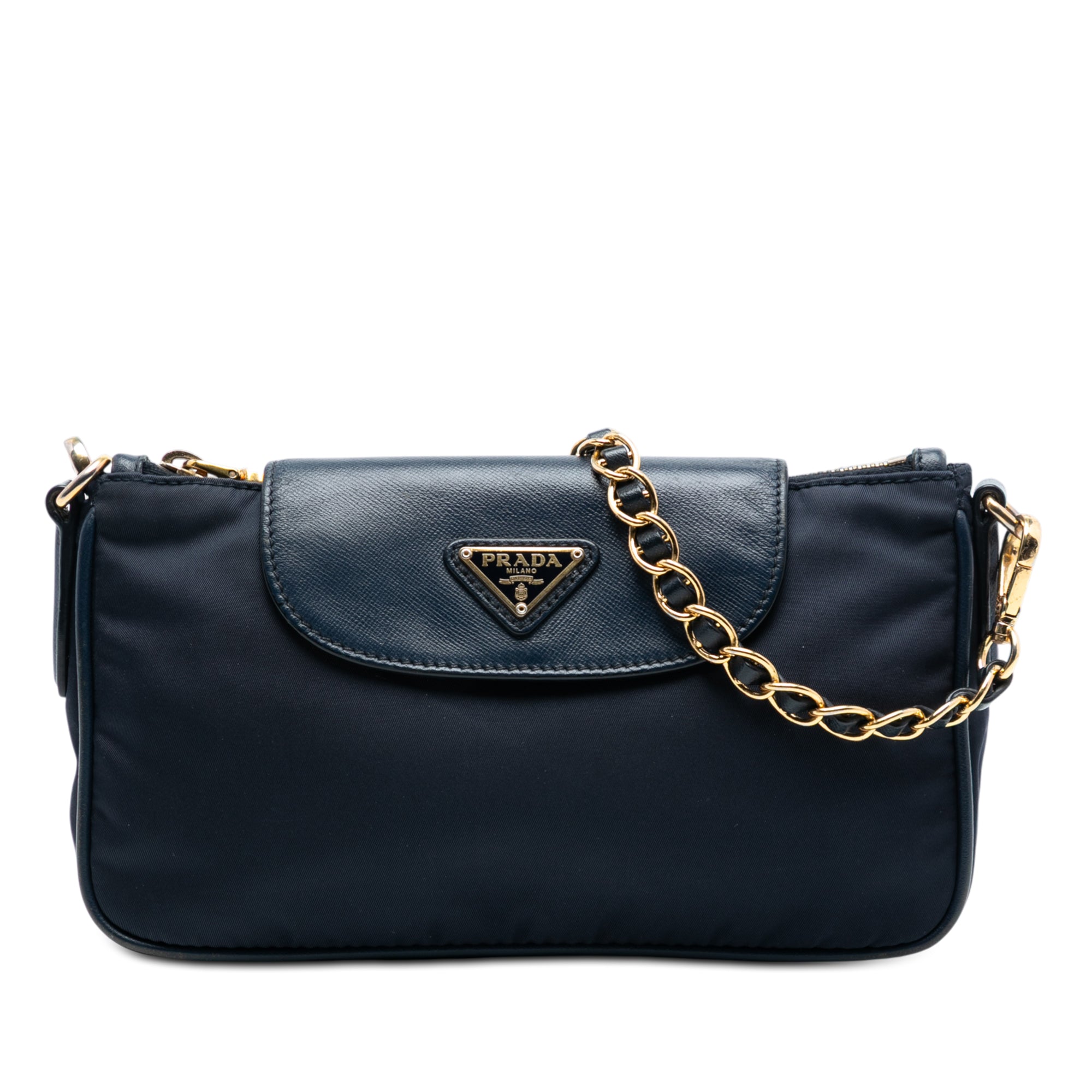 Saffiano Trimmed Tessuto Chain Crossbody - Image 1
