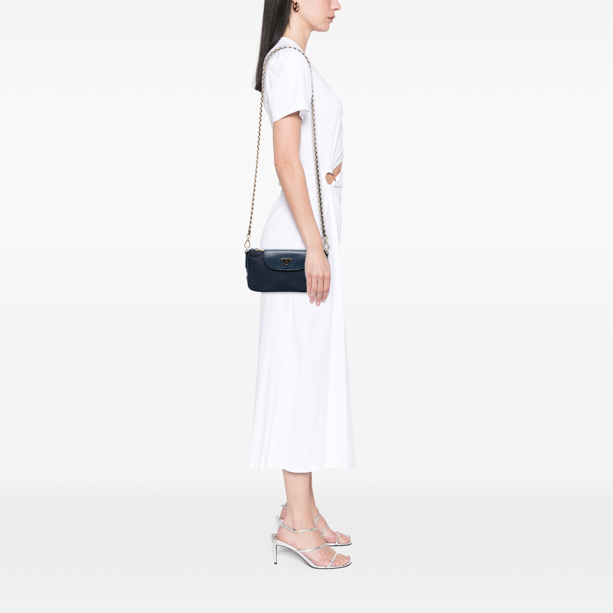 Saffiano Trimmed Tessuto Chain Crossbody - Image 6