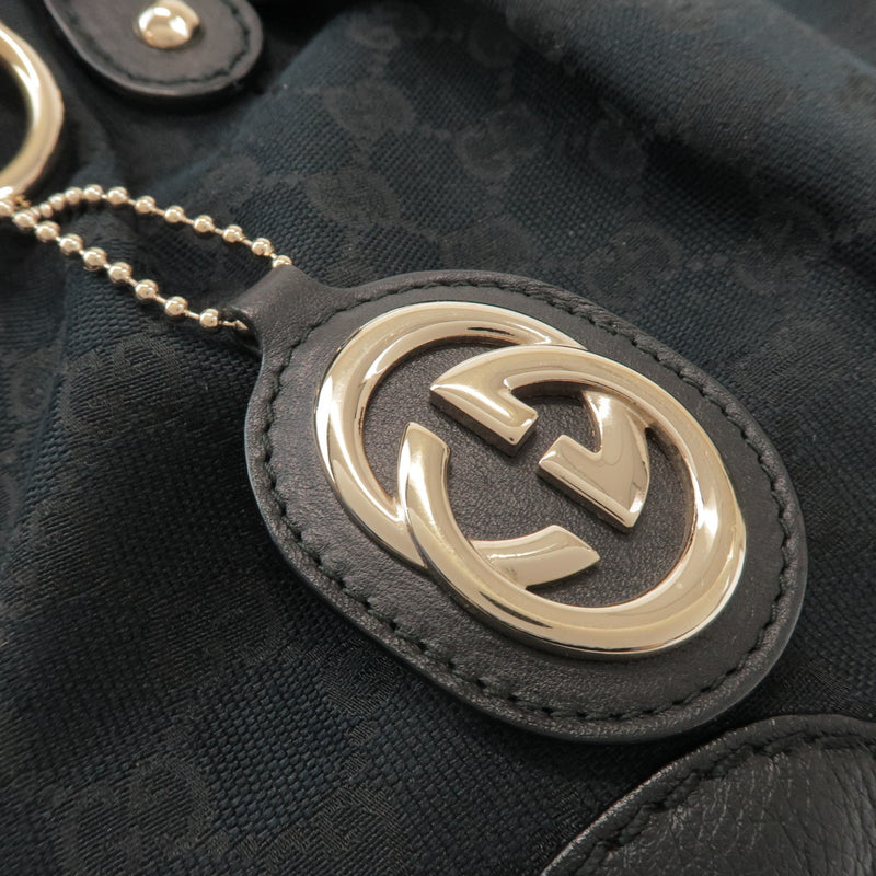 Gucci Sukey Top Handle Satchel Gg Canvas With Leather Black