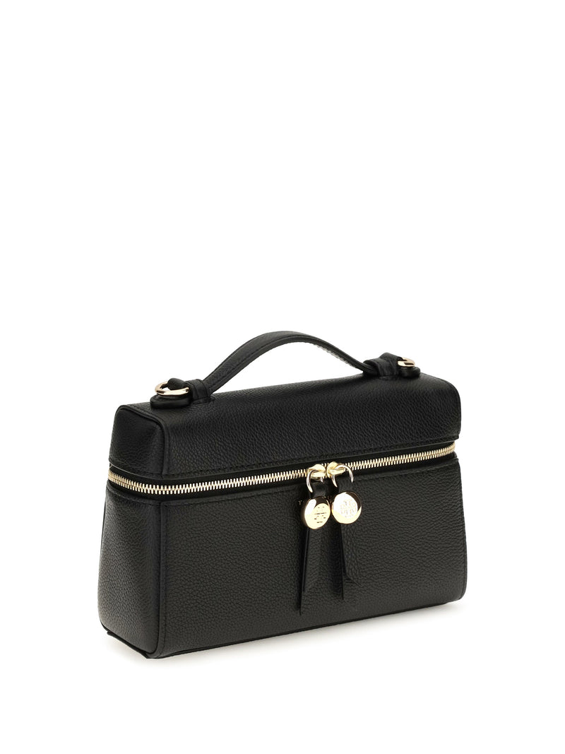 Tory Burch Romy Slim Top Handle Bag — Black Calf Leather Bos Taurus