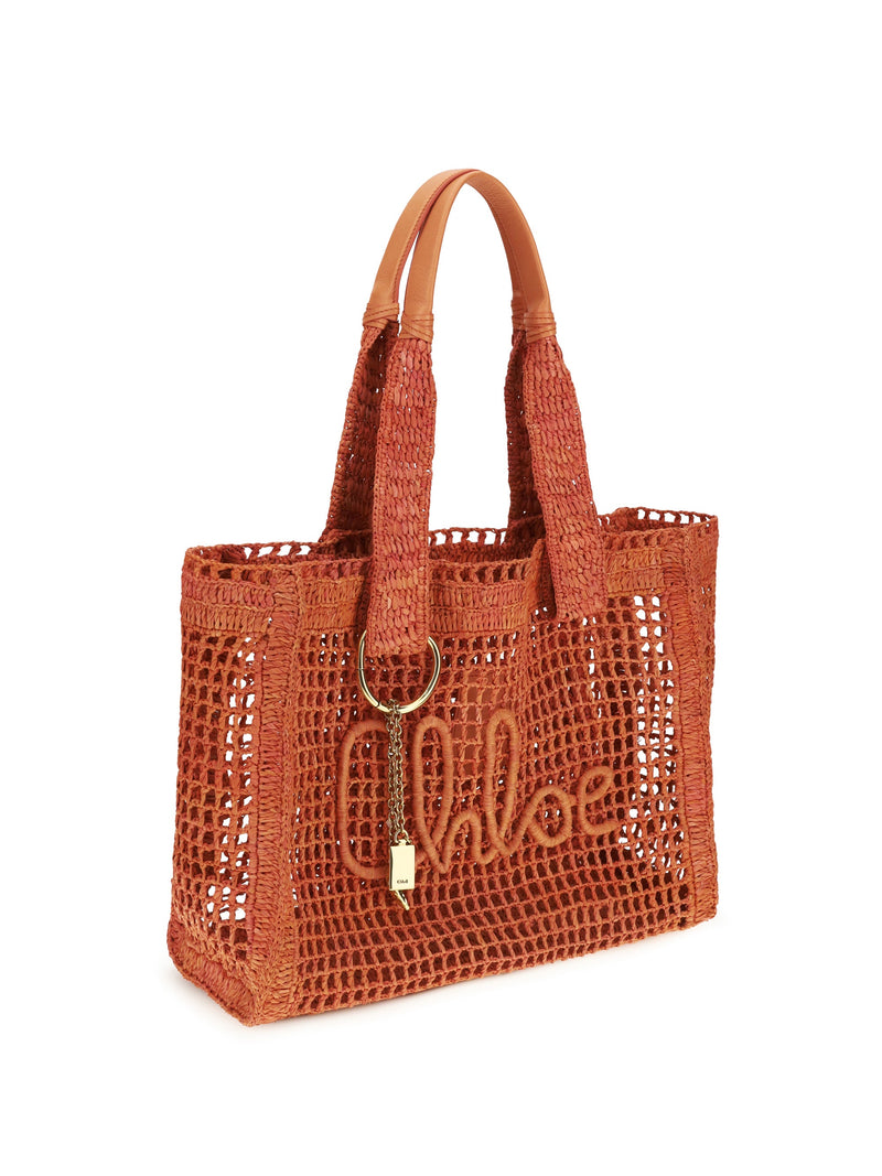Chloé Tote Bag — Orange Raffia