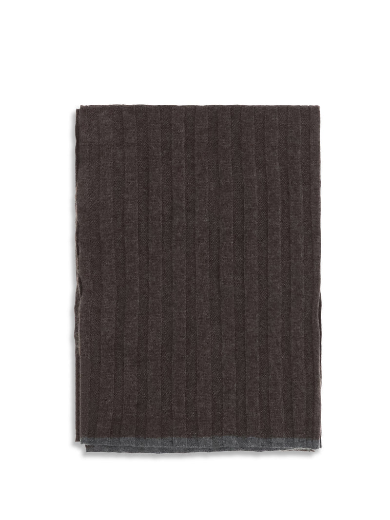 Brunello Cucinelli Ribbed Cashmere Scarf — Brown Scarfs