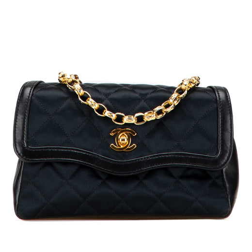 CC Quilted Satin Bijoux Chain Single Flap - Image 1
