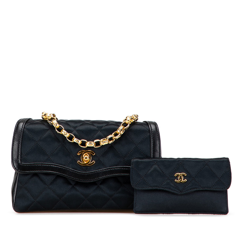 CC Quilted Satin Bijoux Chain Single Flap - Image 10