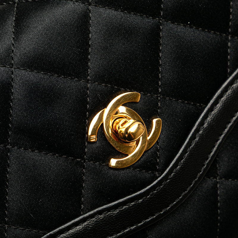 CC Quilted Satin Bijoux Chain Single Flap - Image 8
