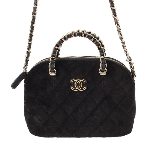 Quilted Velvet Coco Clutch With Chain - Image 1