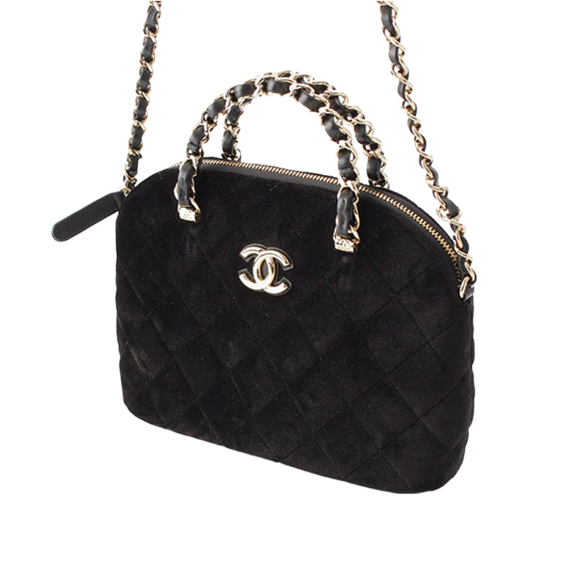 Quilted Velvet Coco Clutch With Chain - Image 2