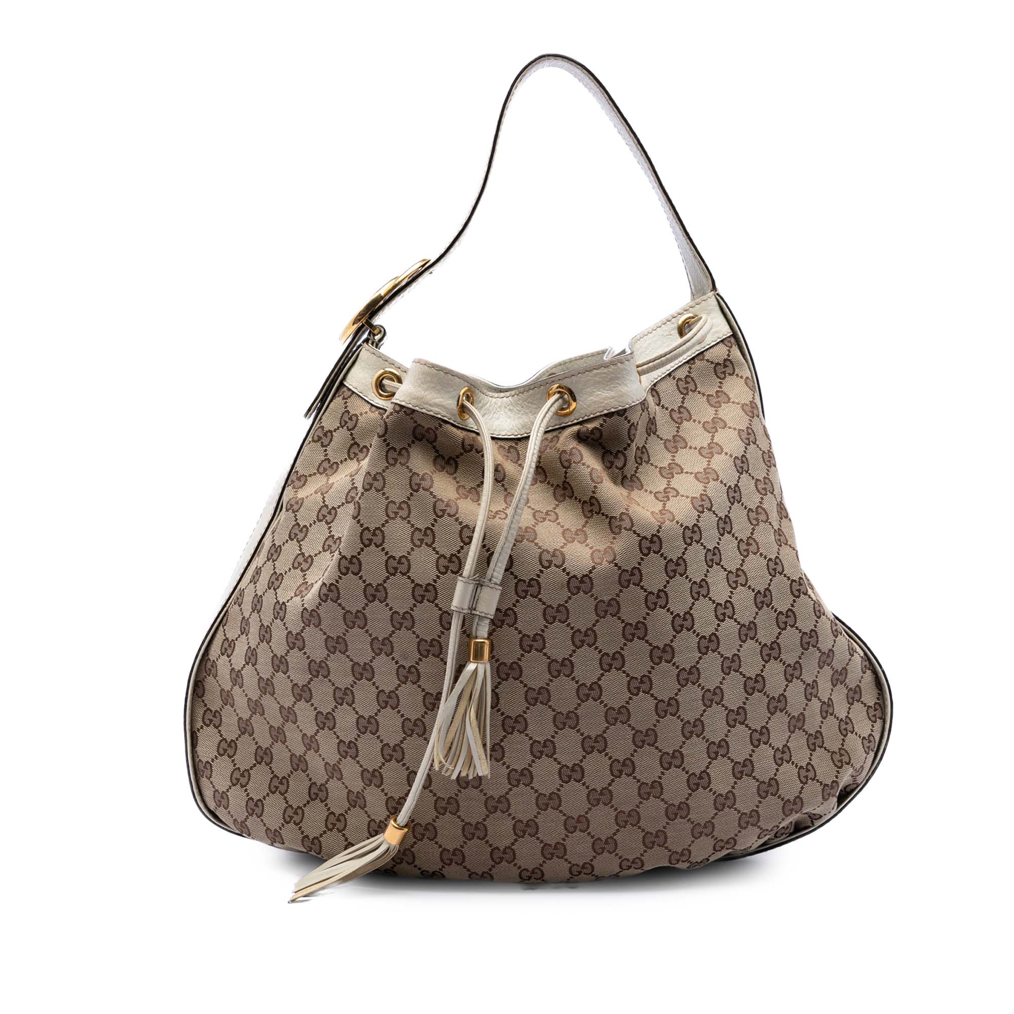 GG Canvas Interlocking Icon Drawstring Hobo - Image 1