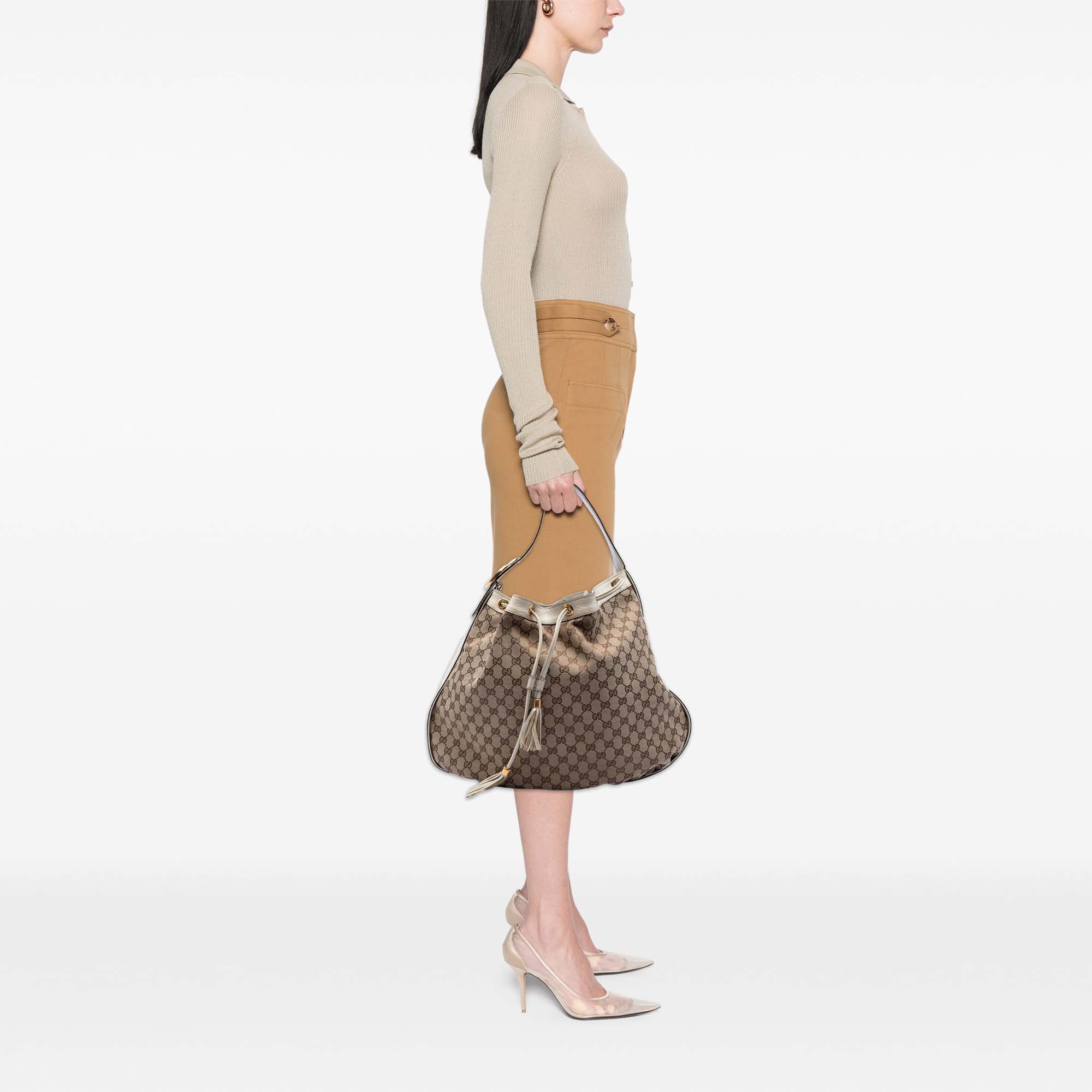 GG Canvas Interlocking Icon Drawstring Hobo - Image 6