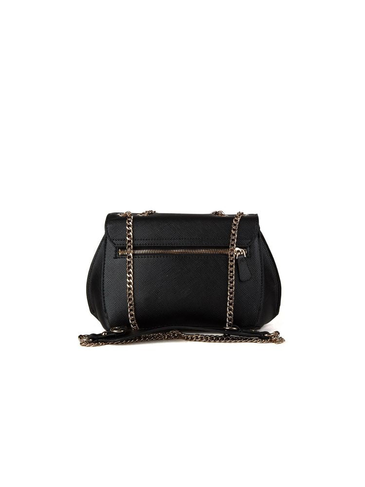 Guess Quilted Polyurethane Crossbody Bag — Black