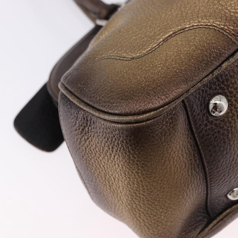 Prada Belted Frame Satchel Metallic Leather Gold