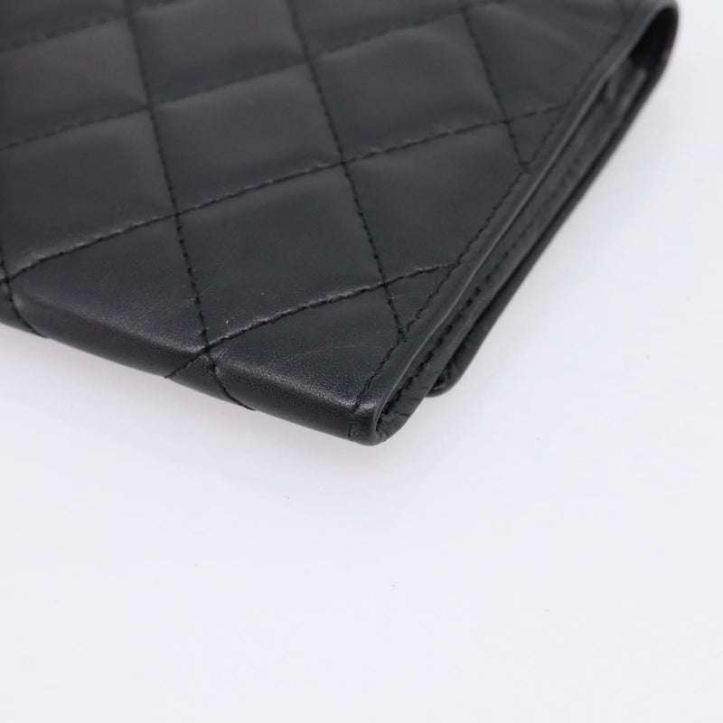 Chanel Cambon Flap Card Case Quilted Lambskin Black Leather Accessory