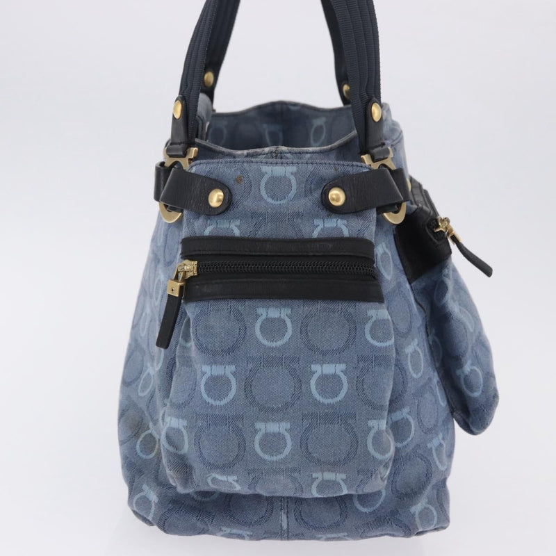 Salvatore Ferragamo Gancini Canvas Navy Bag