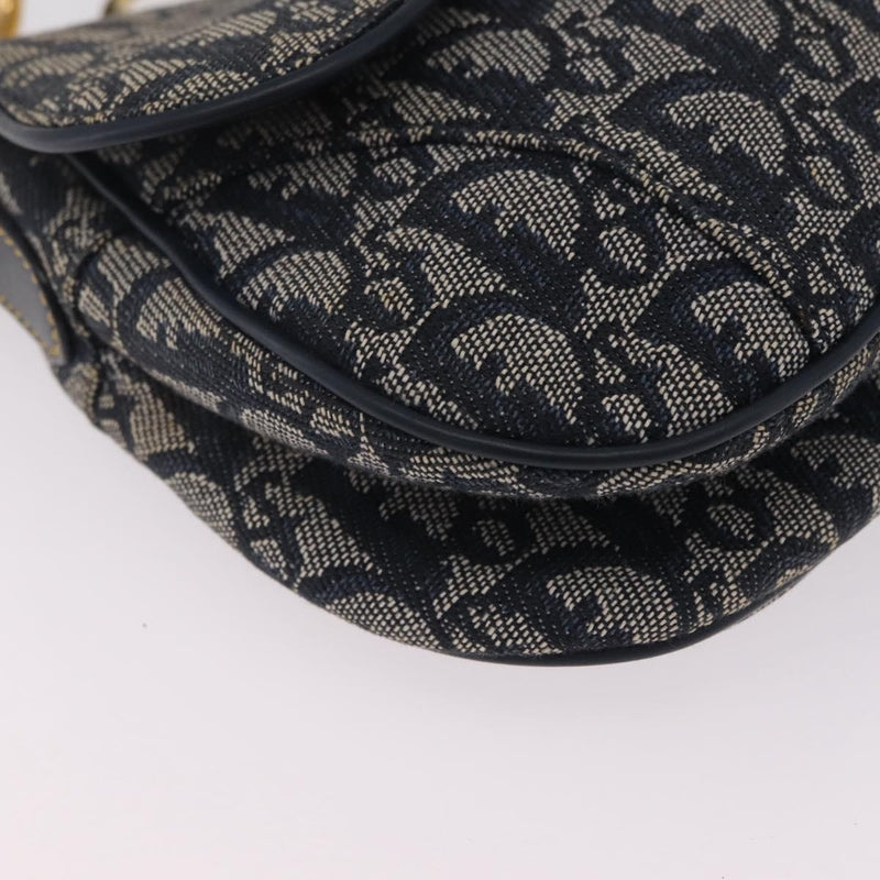 Christian Dior Vintage Double Saddle Diorissimo Canvas Navy Bag