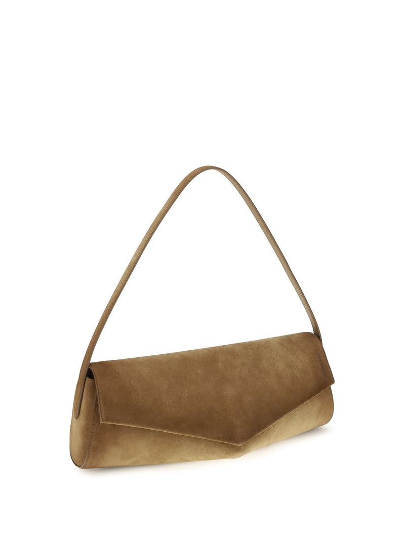 Jil Sander Kante Shoulder Bag — Brown Suede