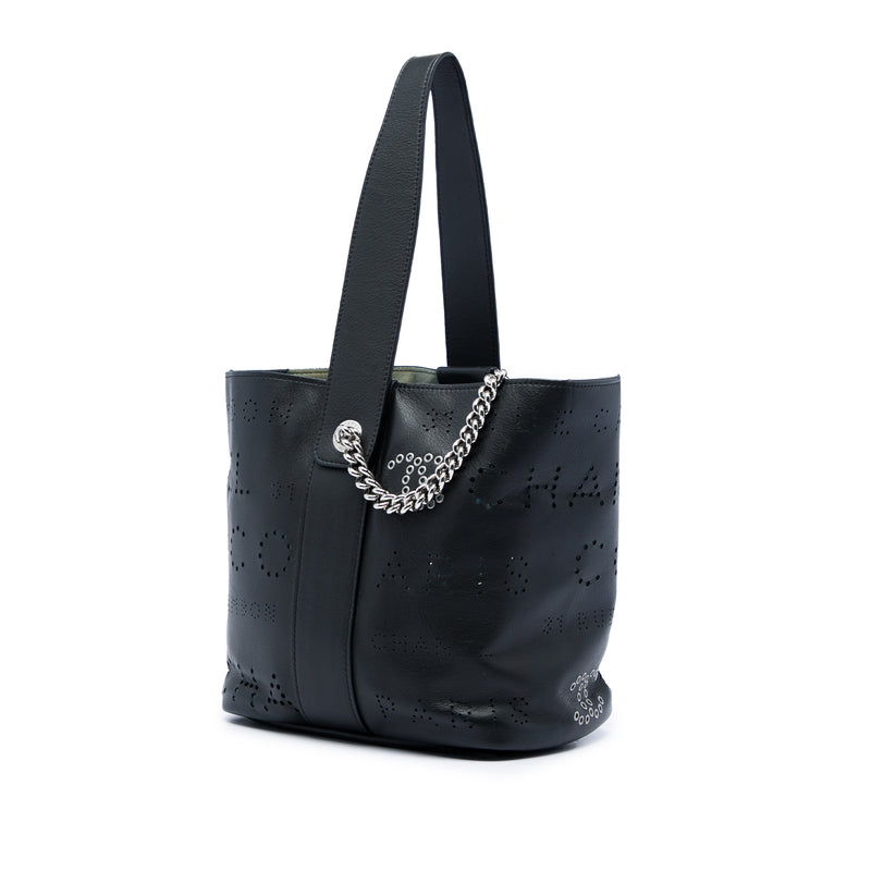 Small Perforated Calfskin Logo Eyelet Bucket Bag - Image 2
