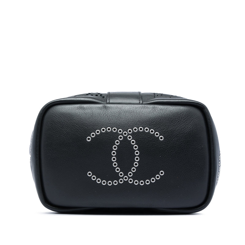 Small Perforated Calfskin Logo Eyelet Bucket Bag - Image 3