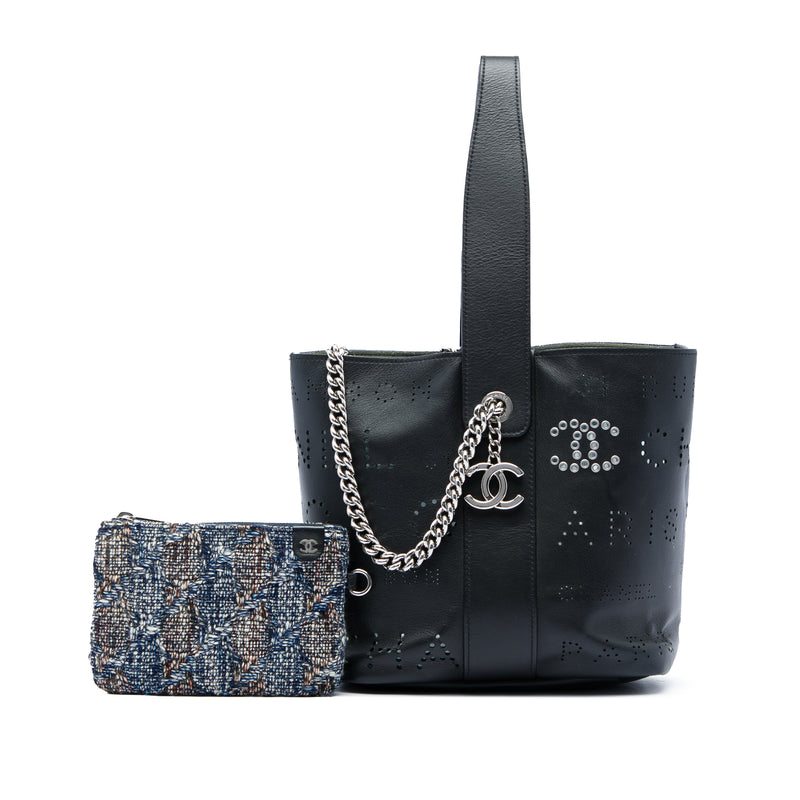 Small Perforated Calfskin Logo Eyelet Bucket Bag - Image 6