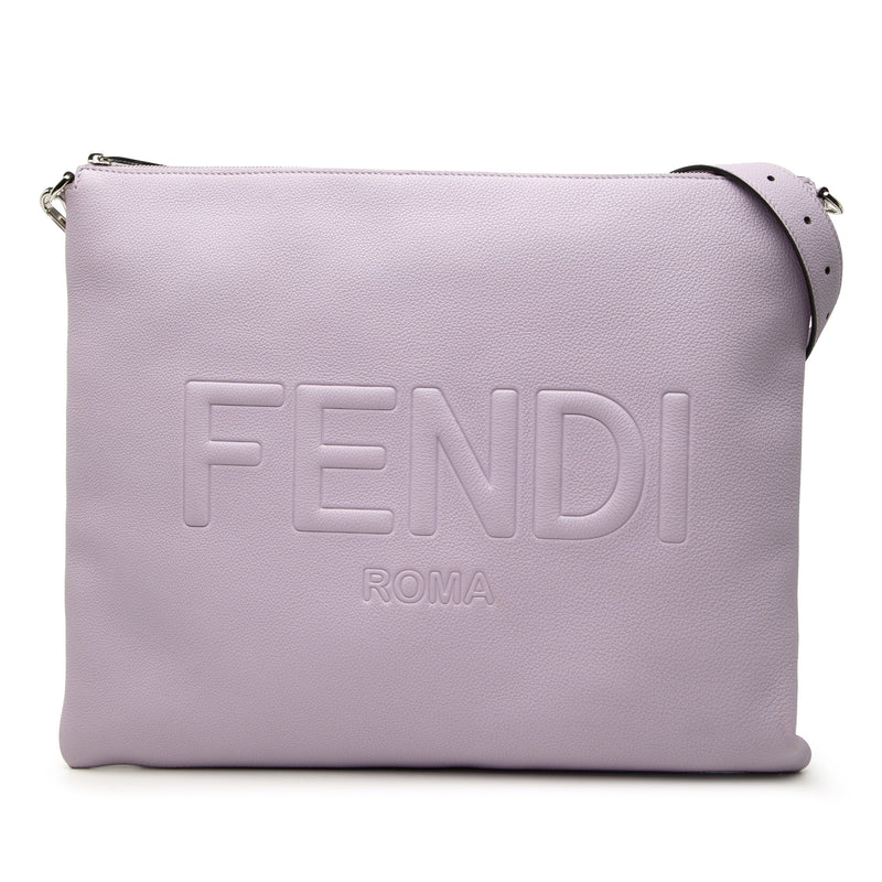 Calfskin Roma Flat Messenger Bag