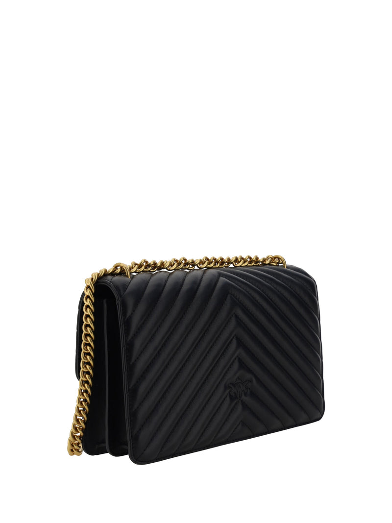 Pinko Love Shoulder Bag — Black Calf Leather Bos Taurus