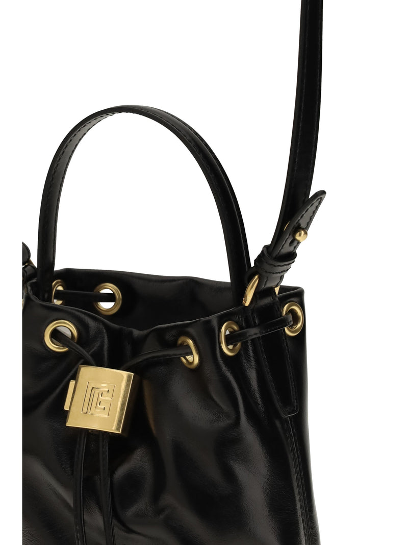 Balmain Pulse Bucket Bag — Black Calf Leather Bos Taurus
