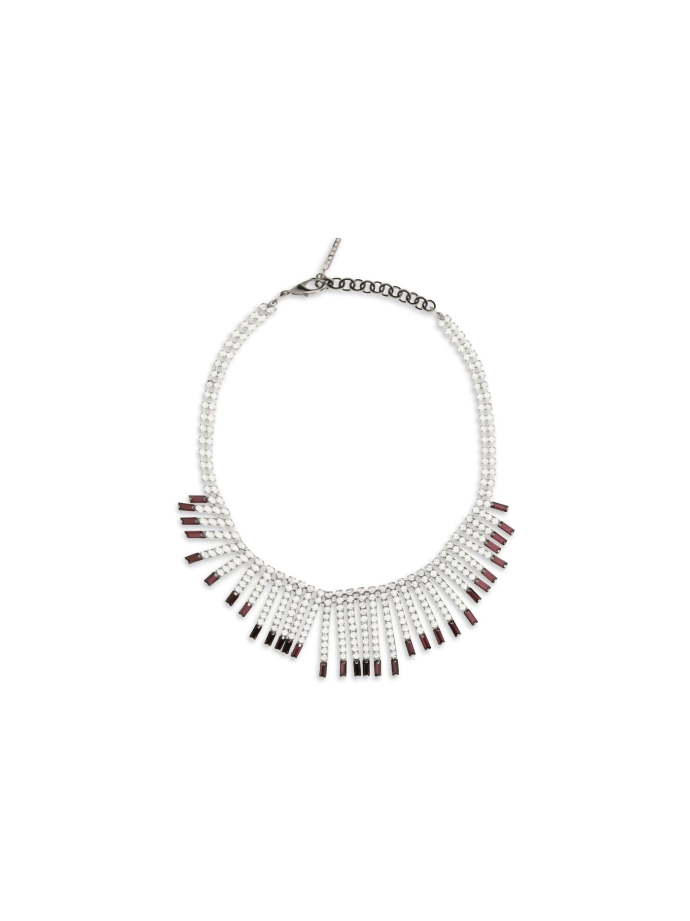 Alessandra Rich Crystal Fringe Necklace — Purple Metal Necklaces