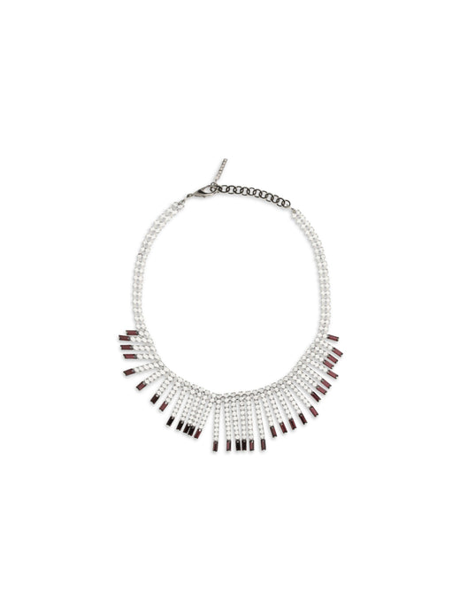 Alessandra Rich Crystal Fringe Necklace — Purple Metal Necklaces
