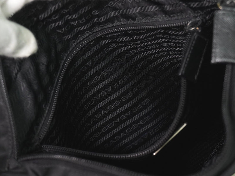 Prada Front Pocket Messenger Quilted Tessuto Black Nylon