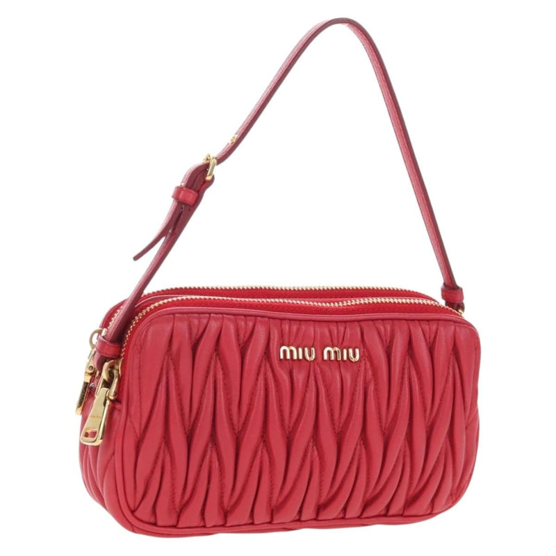 Miu Miu Tech Matelasse Leather Red Bag