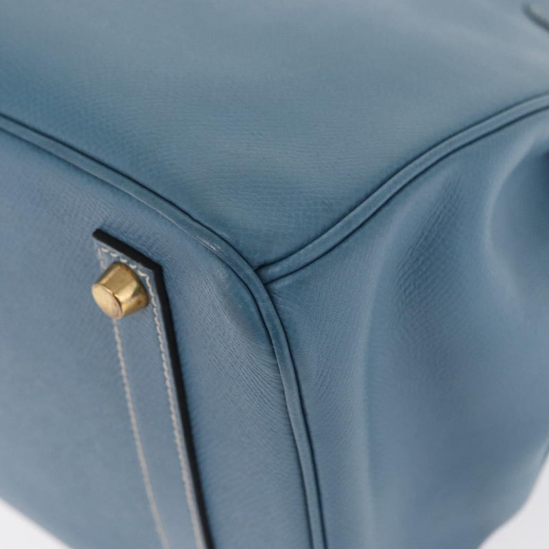 Hermes Birkin Blue Epsom With Gold Hardware Leather Bag