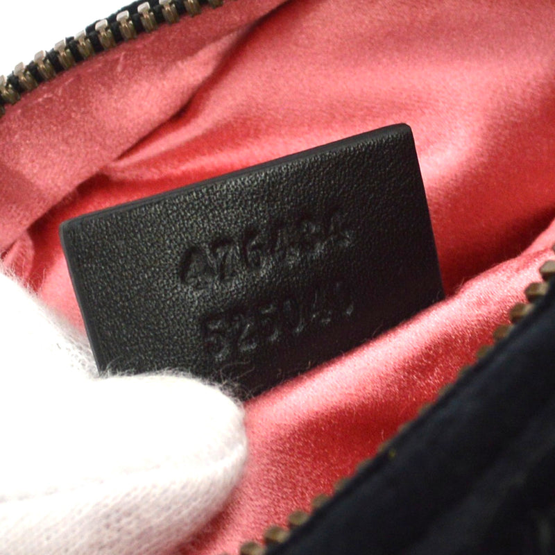 Gucci Gg Marmont Belt Embellished Matelasse Velvet Black Bag