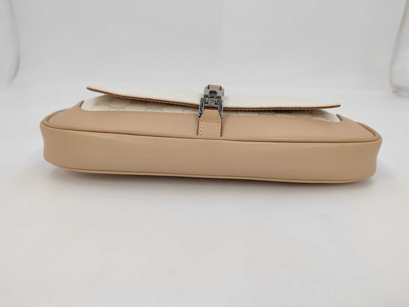 Gucci Jackie Flap Canvas And Leather Beige Bag